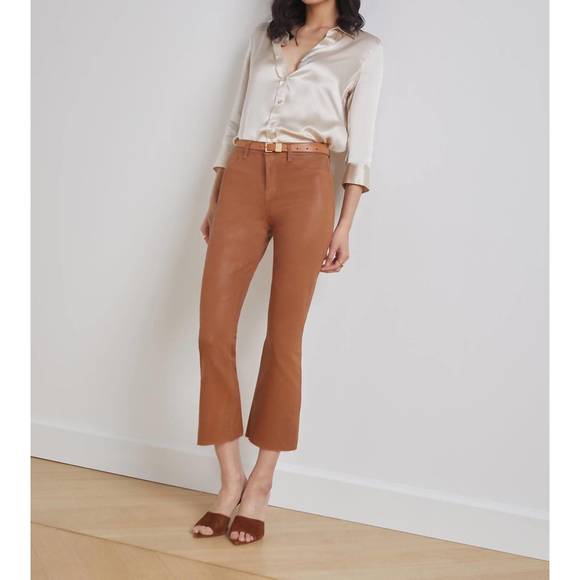 NEW L'AGENCE kendra coated cropped flare jean in java coated - Picture 4 of 5